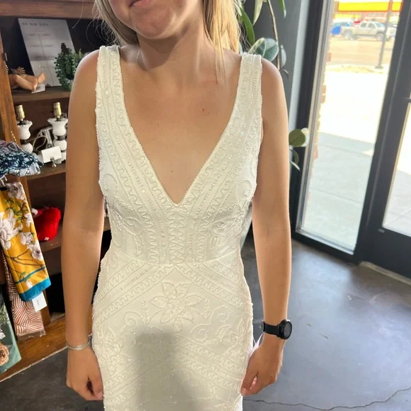 Lulus The Sweetest Vows White Sequin Mermaid Maxi Dress New - Picture 8 of 10